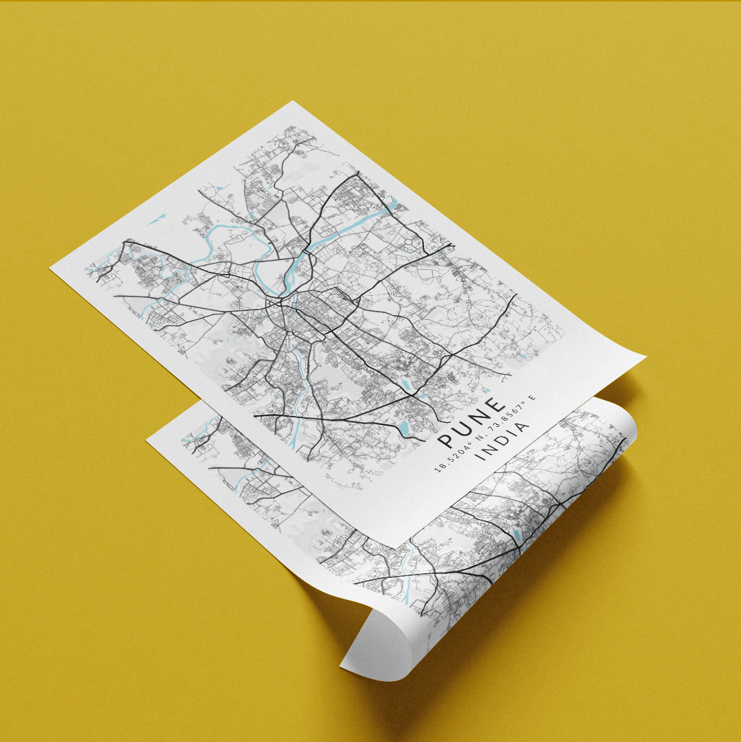 Pune India Map Print - 98types