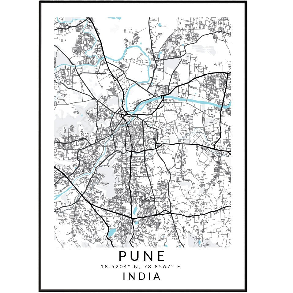 Pune India Map Print - 98types