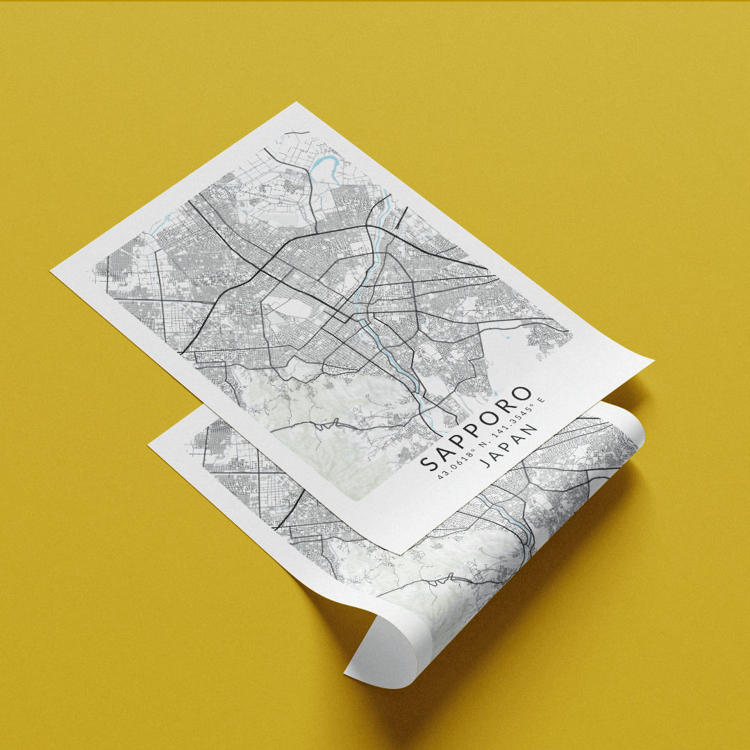 Sapporo Japan Map Print - 98types