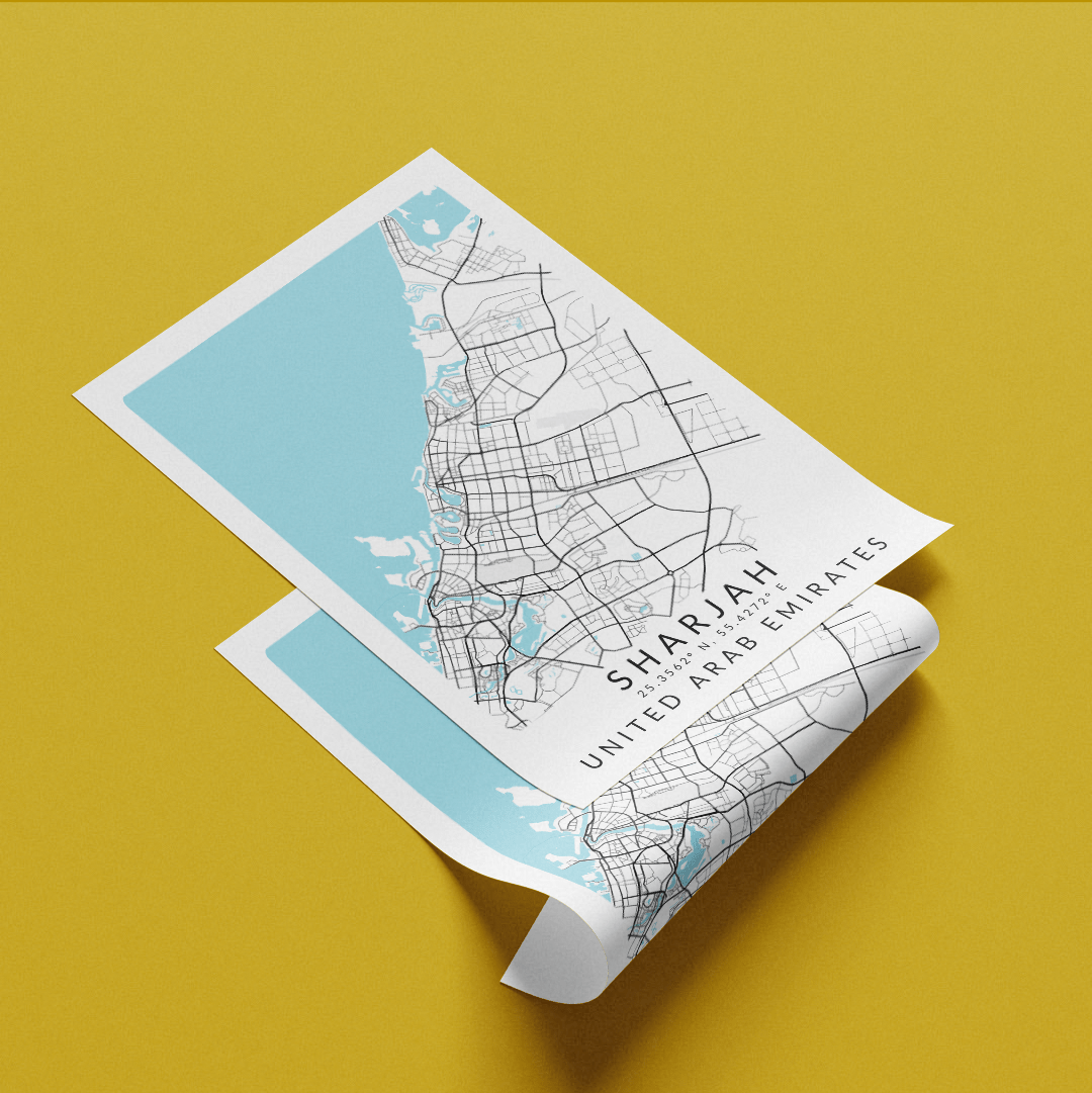Sharjah United Arab Emirates Map Print - 98types