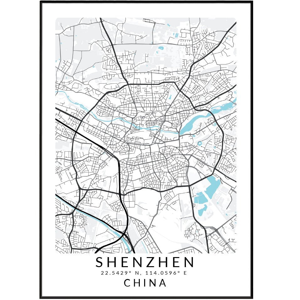 Shenzhen China Map Print - 98types