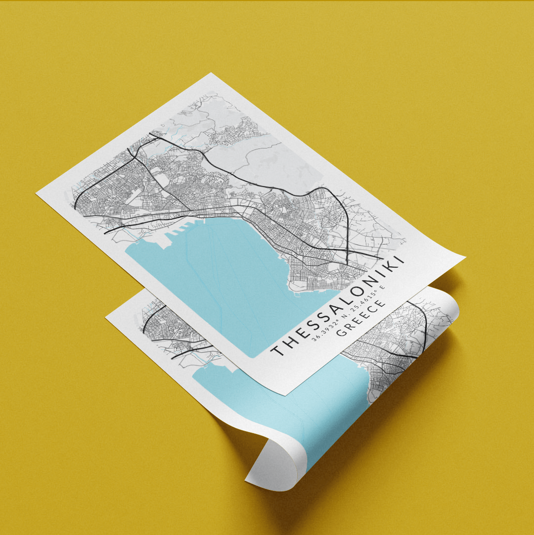 Thessaloniki Greece Map Print - 98types