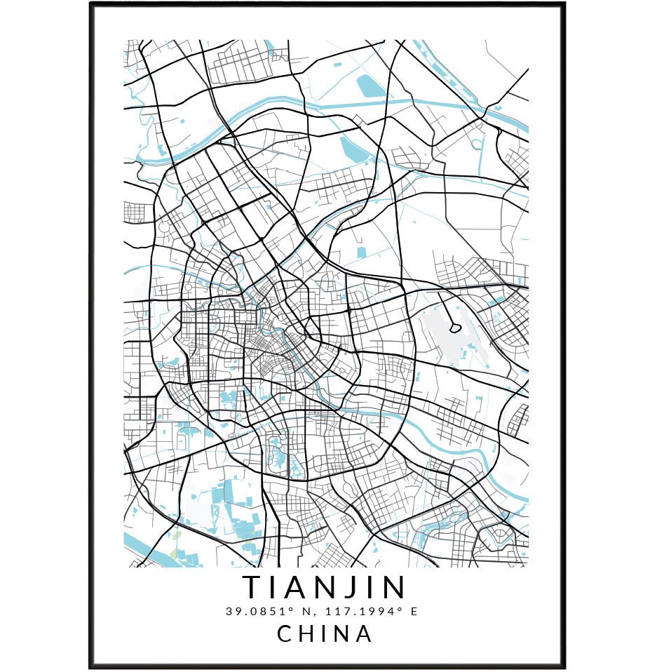 Tianjin China Map Print - 98types