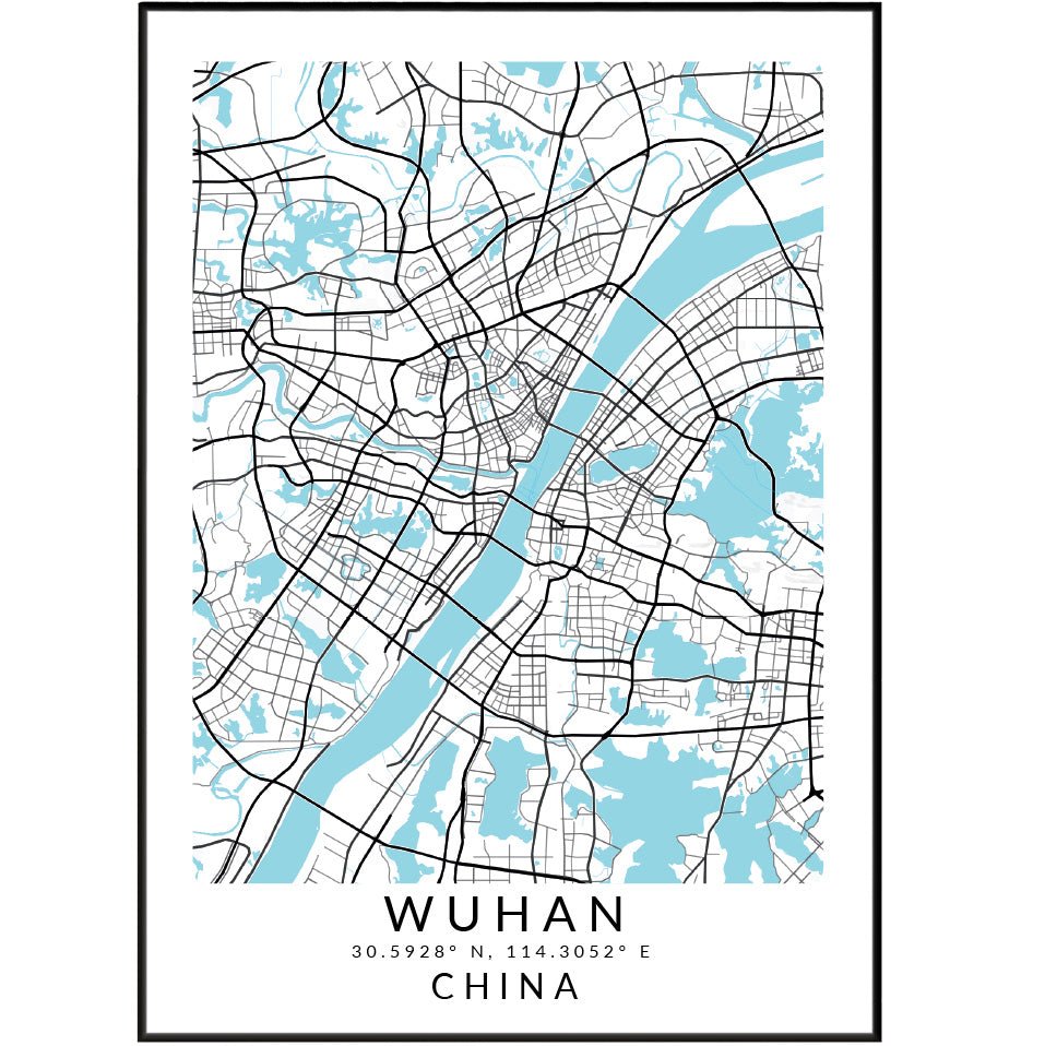 Wuhan China Map Print - 98types