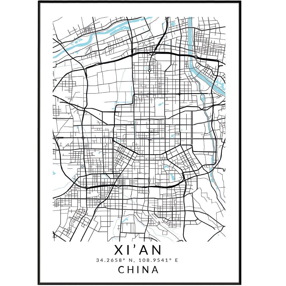 Xi’an China Map Print - 98typesAsia Maps