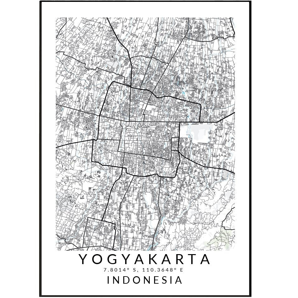 Yogyakarta Indonesia Map Print - 98typesAsia Maps