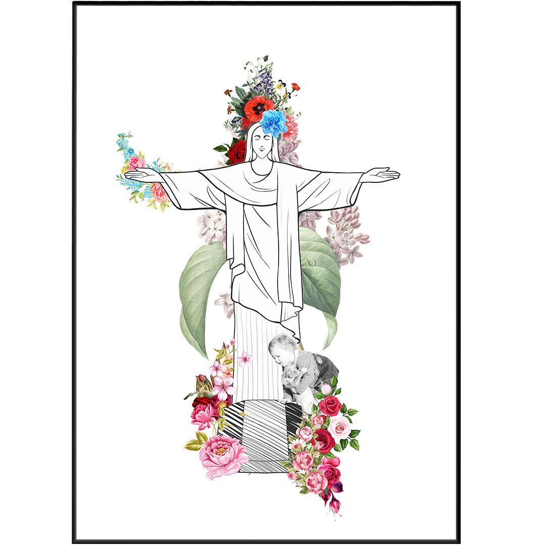 Christ the Redeemer Brazil Flowers Poster - 98types