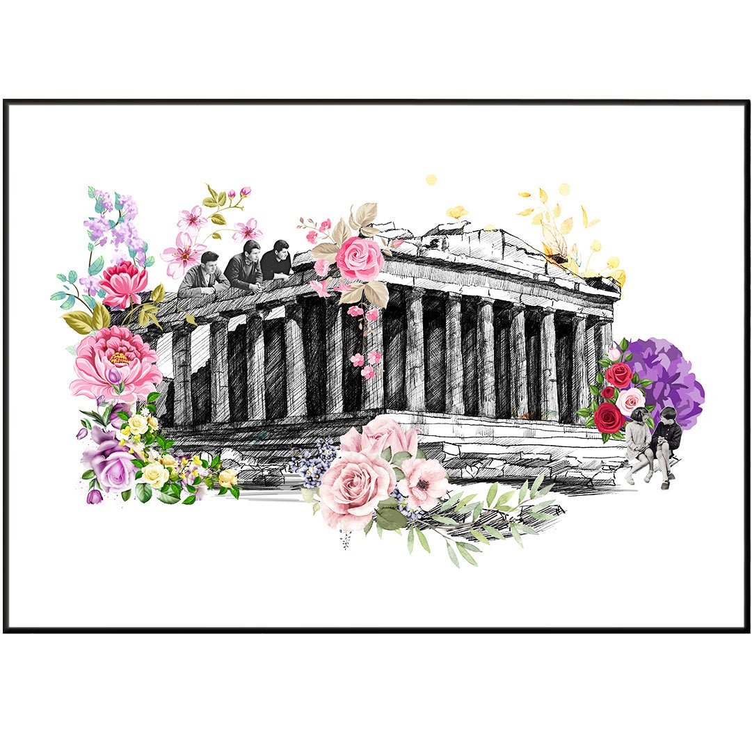 Parthenon Athens Flowers Poster - 98types