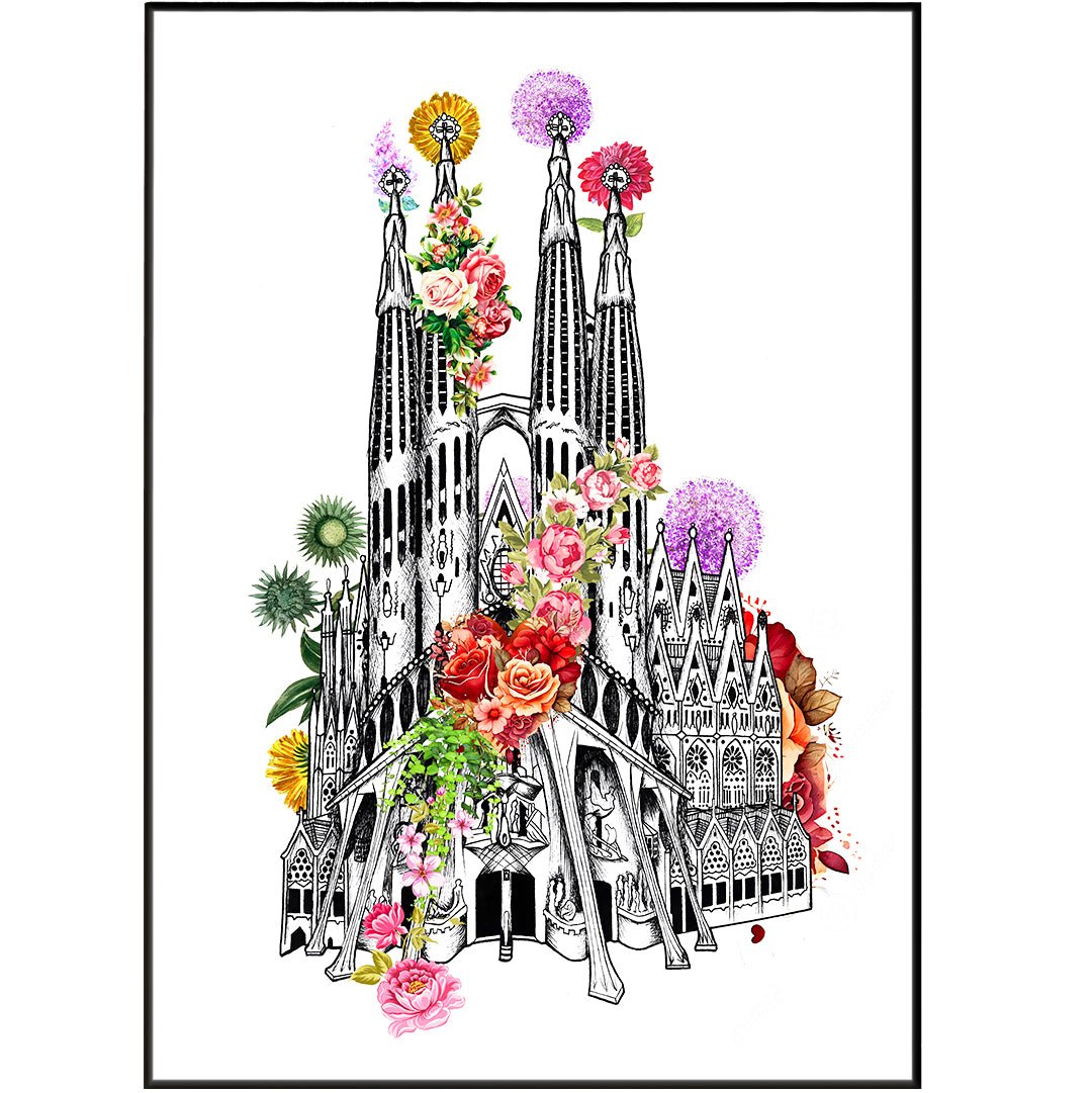 Sagrada Family Flowers Poster - 98types