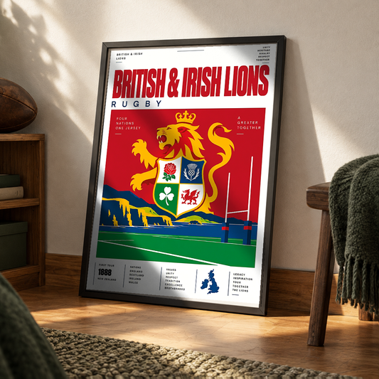 British and Irish Lions rugby poster – Lions tour wall art print by 98types