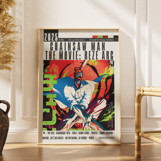 Chainsaw Man Reze Arc 2025 anime poster — Denji Reze MAPPA wall art print UK
