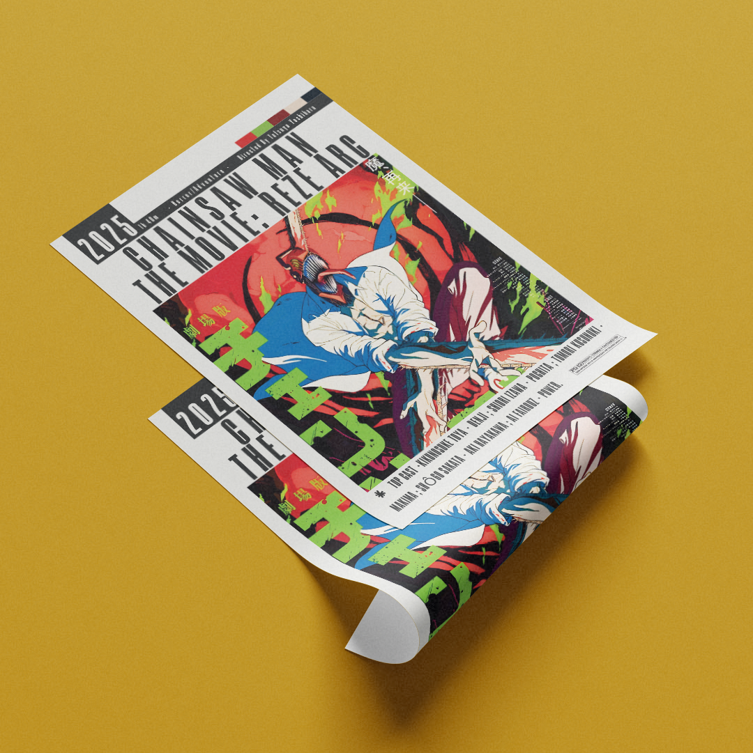 Chainsaw Man Reze Arc 2025 anime poster — Denji Reze MAPPA wall art print UK