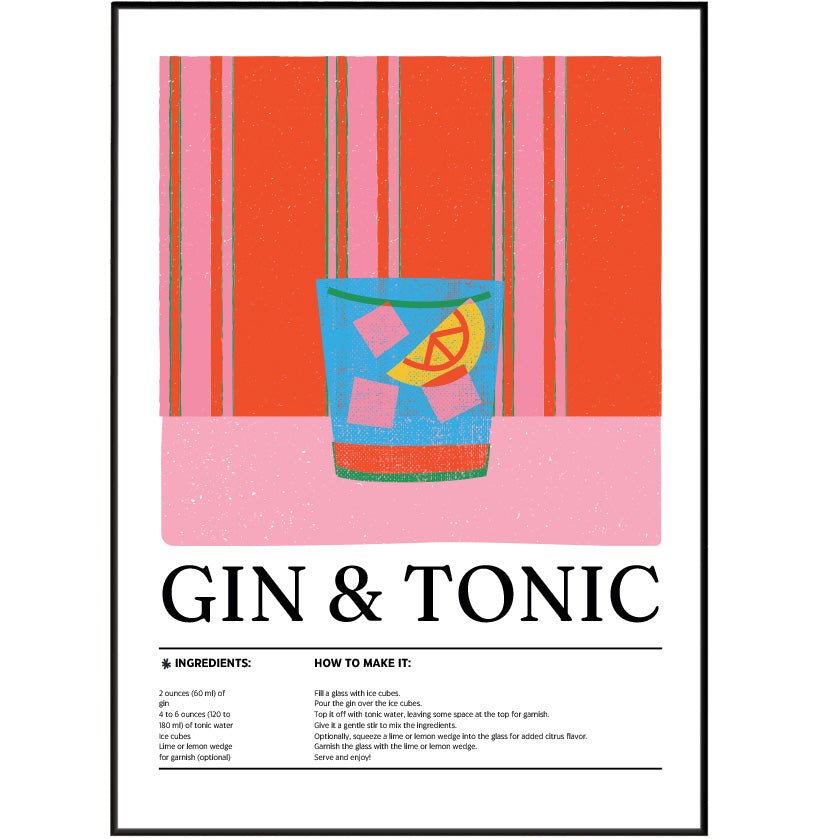 Gin & Tonic Cocktail Posters - 98types