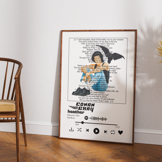 Conan Gray Heather song lyric print wall art UK music poster