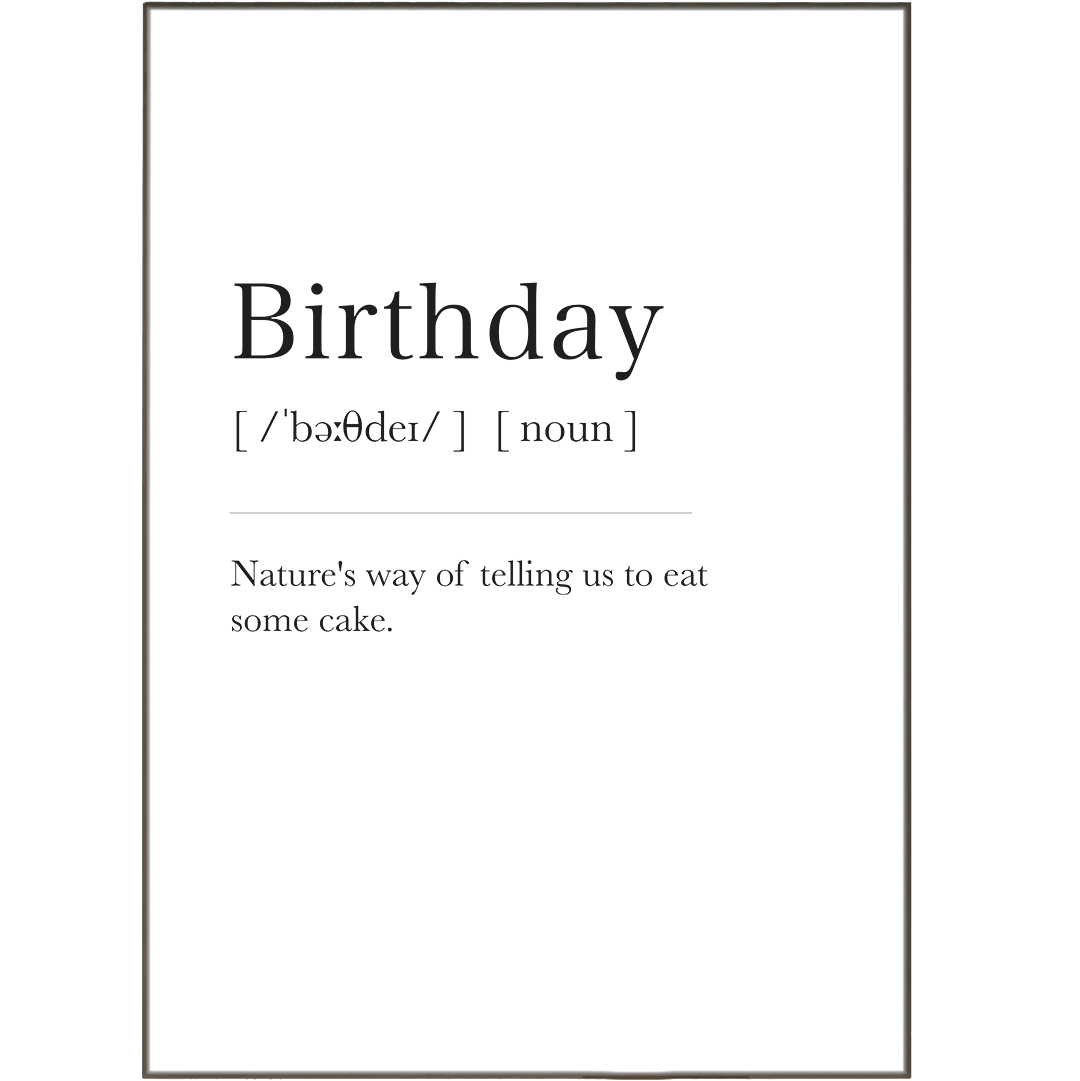 Birthday Definition Print - 98types