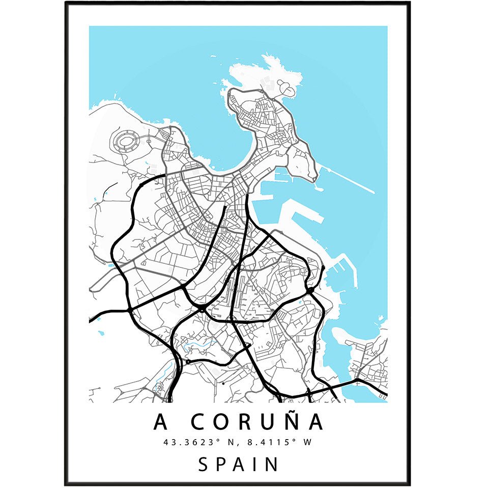 A Coruña Street Map Poster - 98types