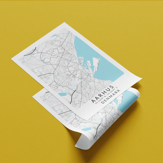 Aarhus Denmark street map print — city map wall art poster UK