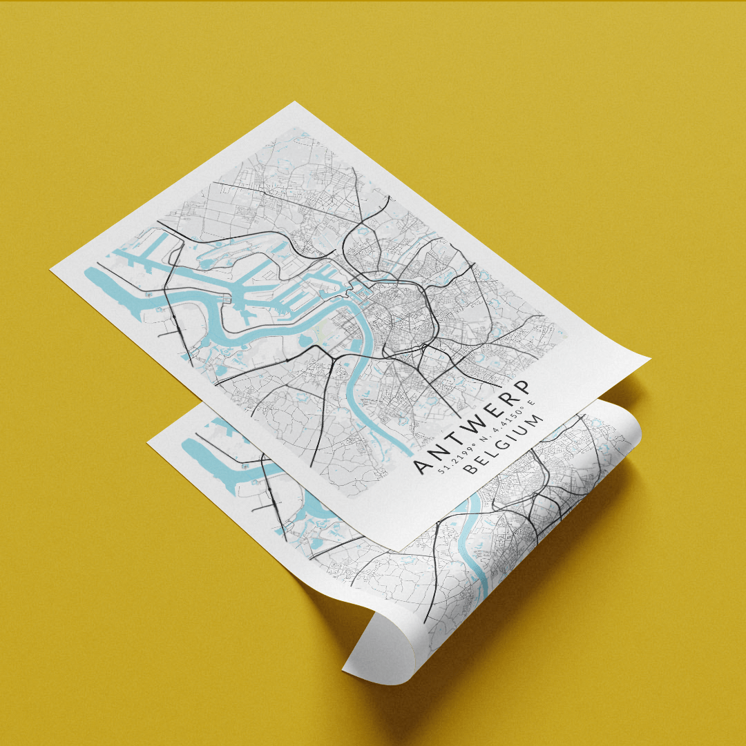 Antwerp Belgium Map Print - 98types