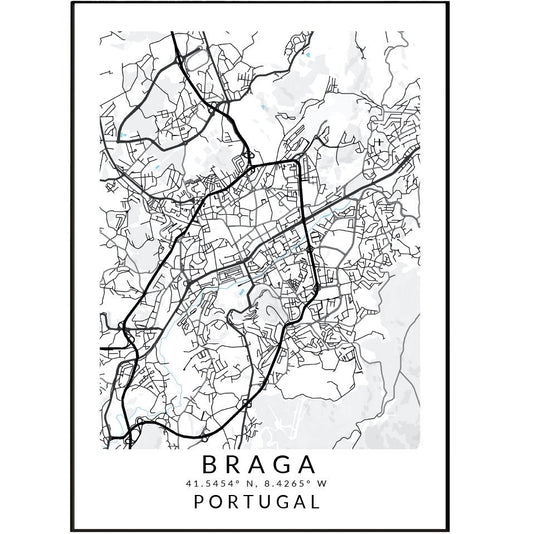 Braga Portugal Map Print - 98types