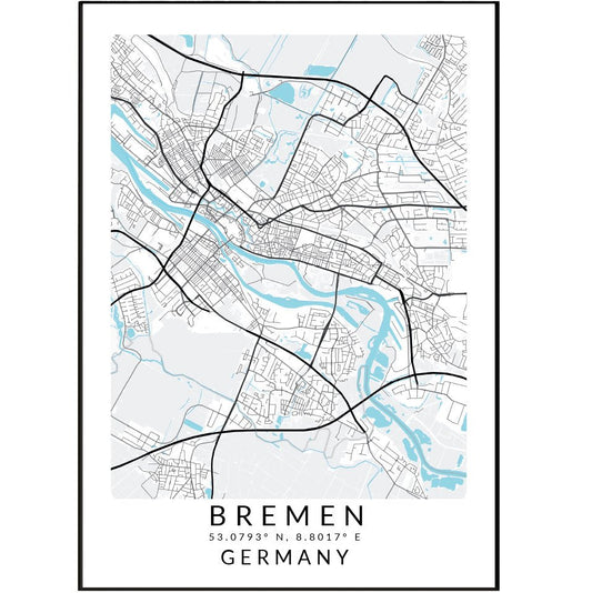 Bremen Germany Map Print - 98types