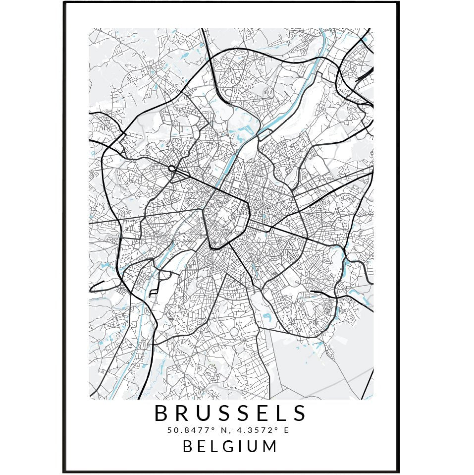 Brussels Belgium Map Print - 98types