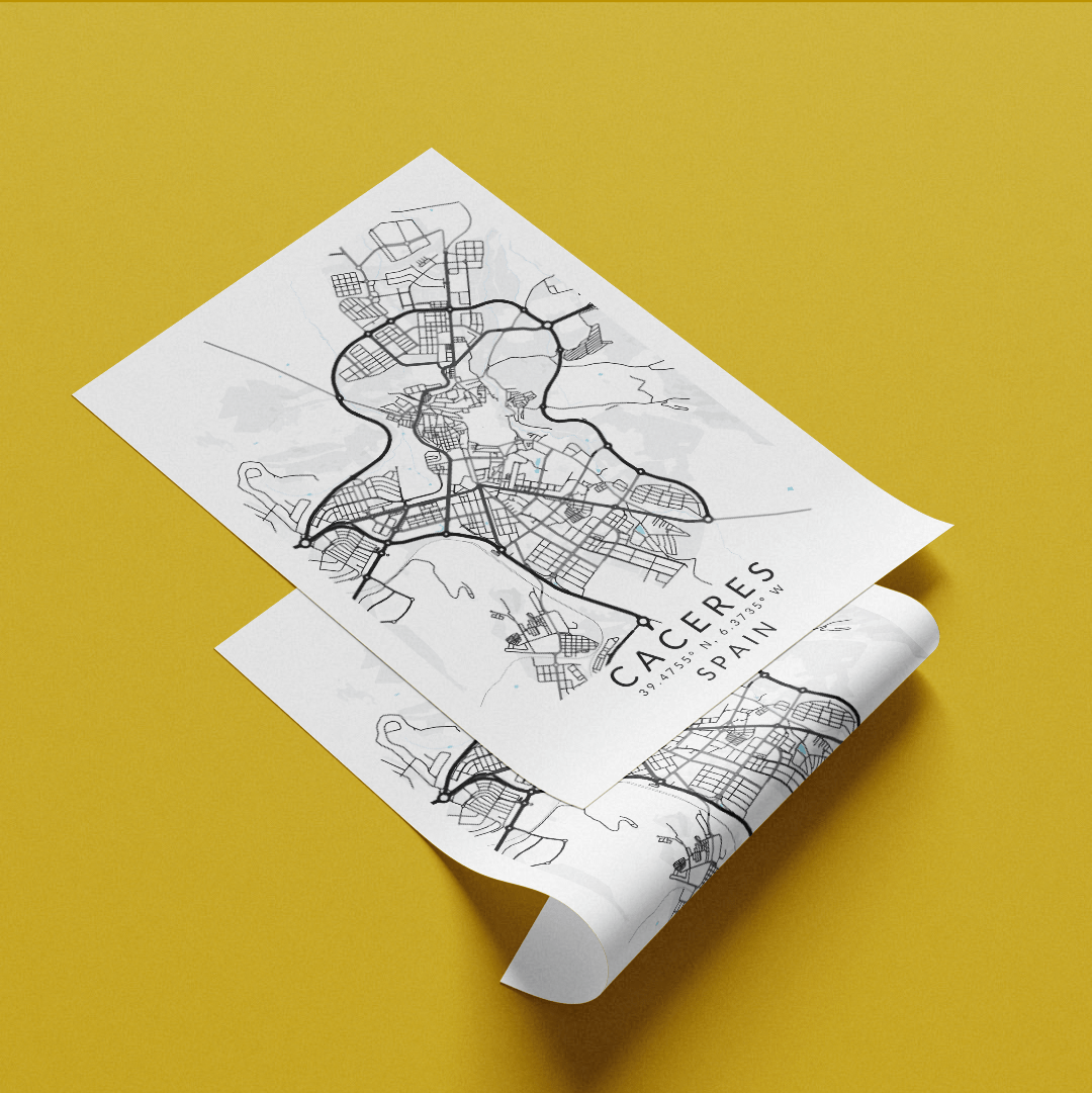 Caceres Spain Map Print - 98typesEurope Maps