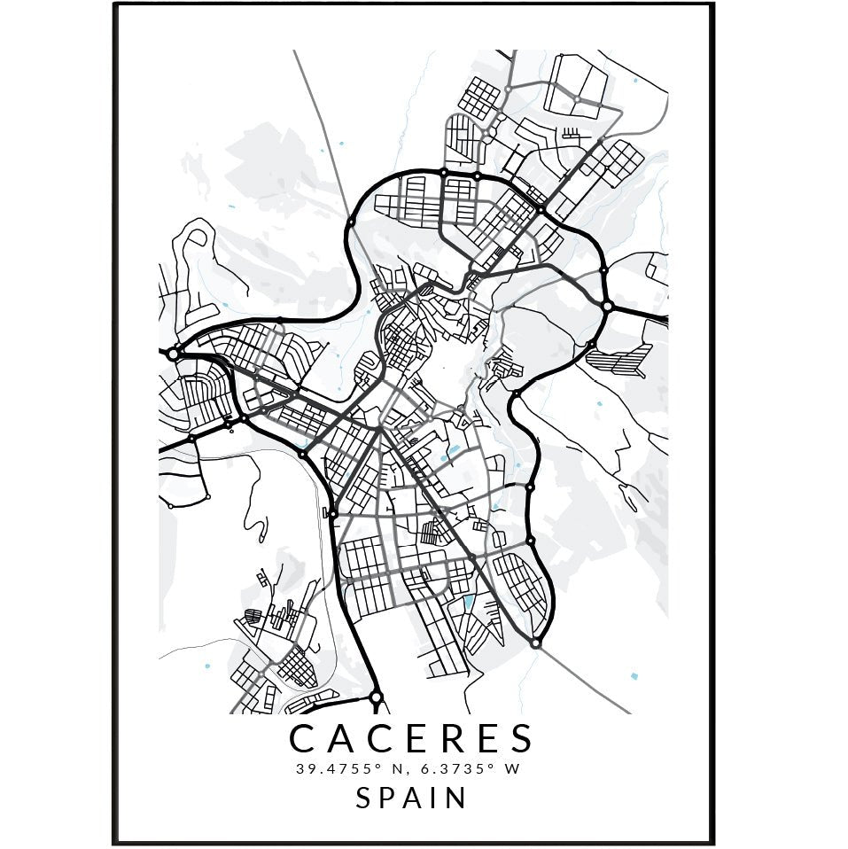 Caceres Spain Map Print - 98typesEurope Maps