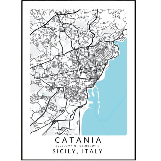 Catania Sicily Italy Map Print - 98types