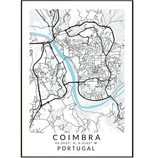 Coimbra Portugal Map Print - 98types