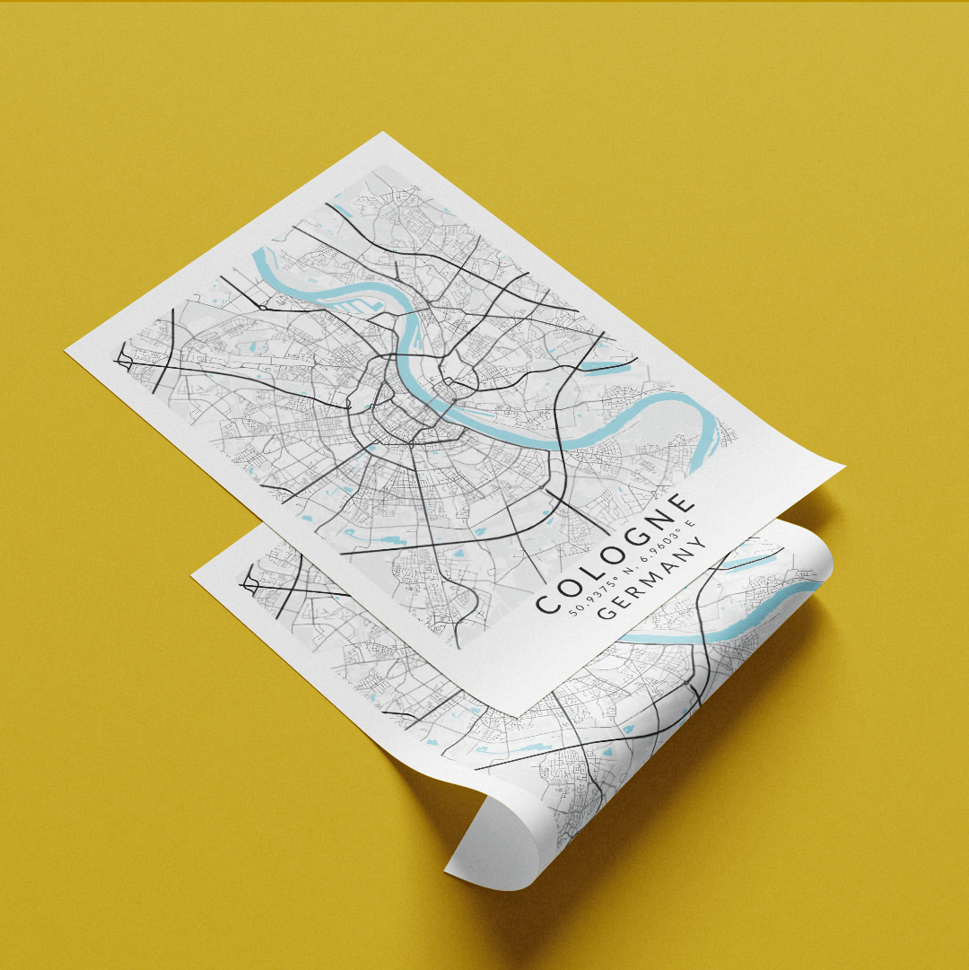 Cologne Germany Map Print - 98typesEurope Maps