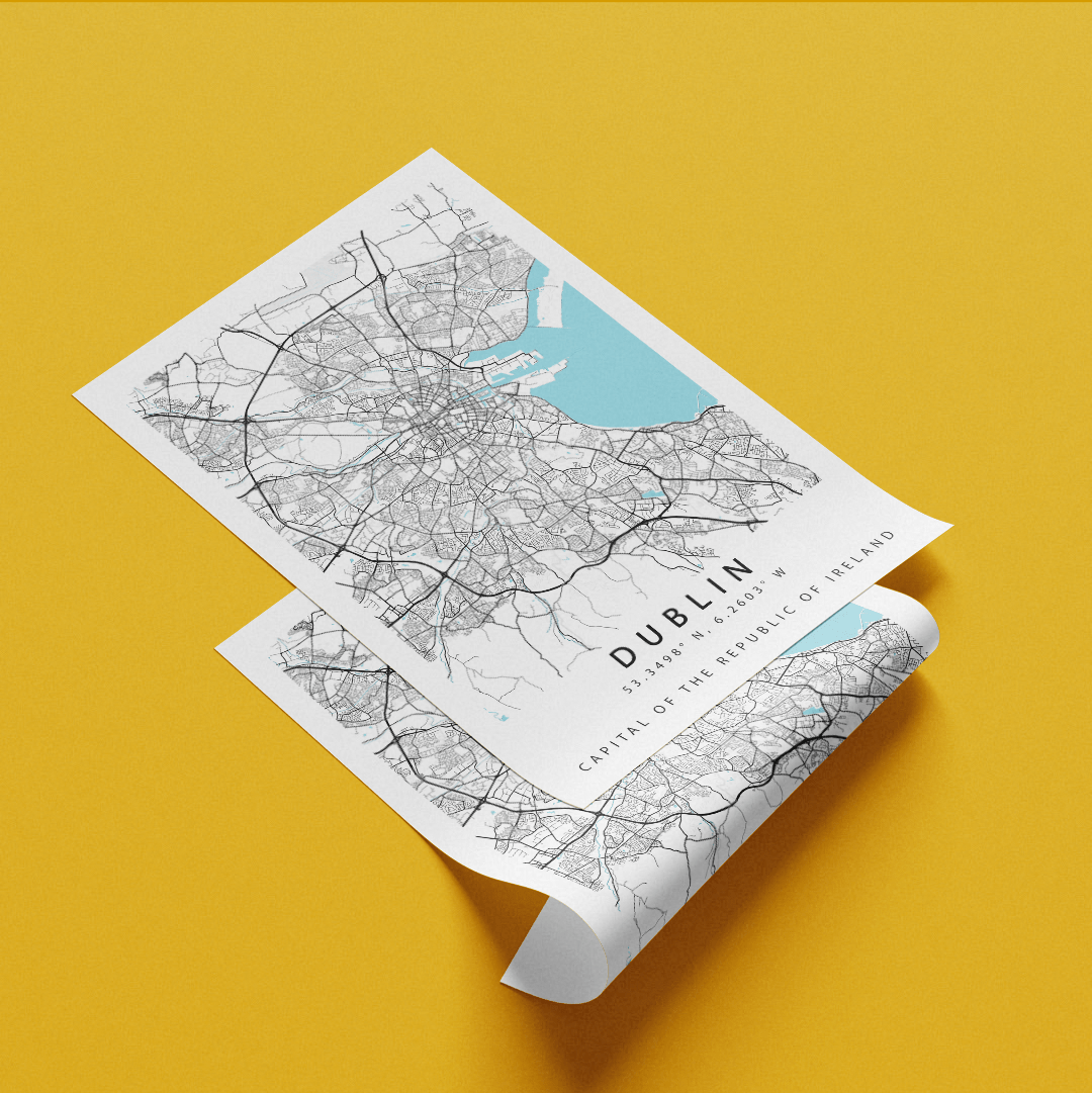 Dublin Ireland Map Print - 98typesEurope Maps