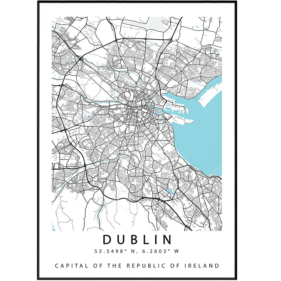Dublin Ireland Map Print - 98typesEurope Maps