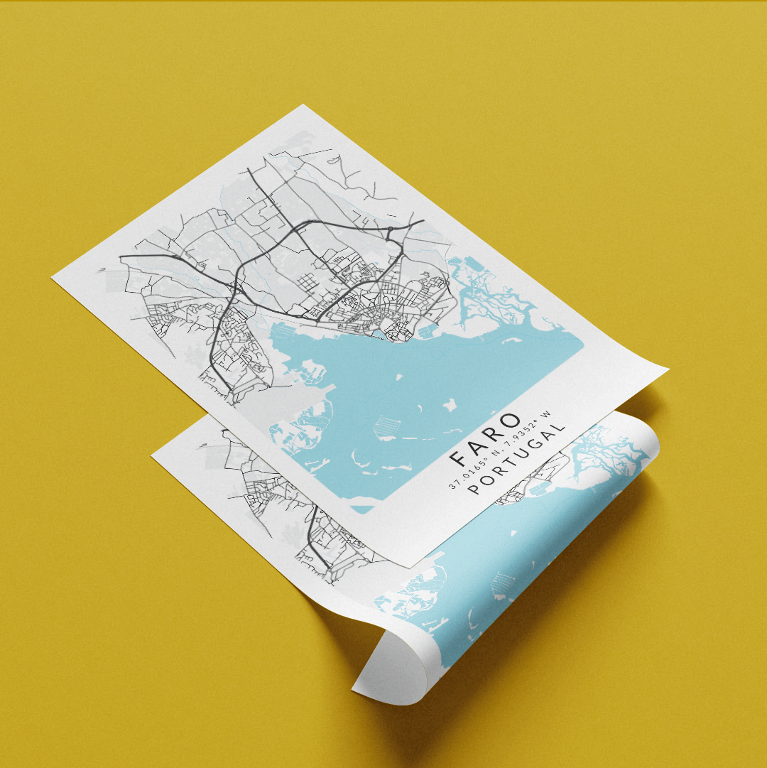 Faro Portugal Map Print - 98typesEurope Maps