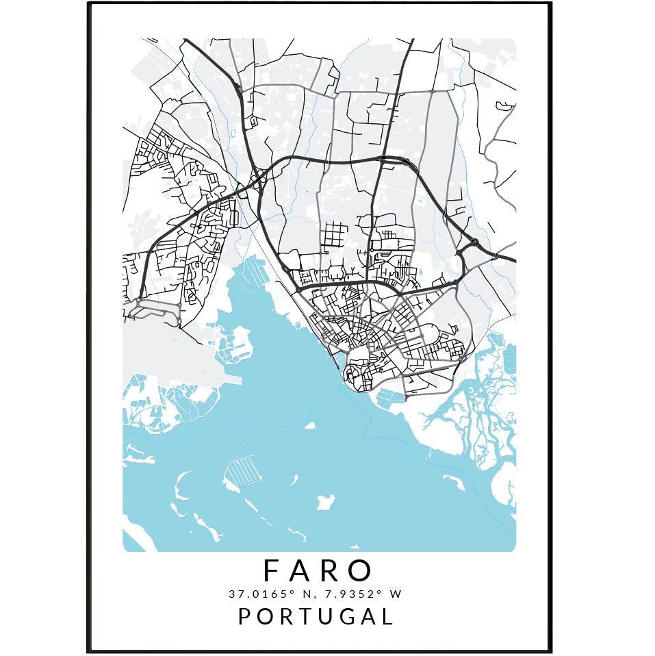 Faro Portugal Map Print - 98typesEurope Maps