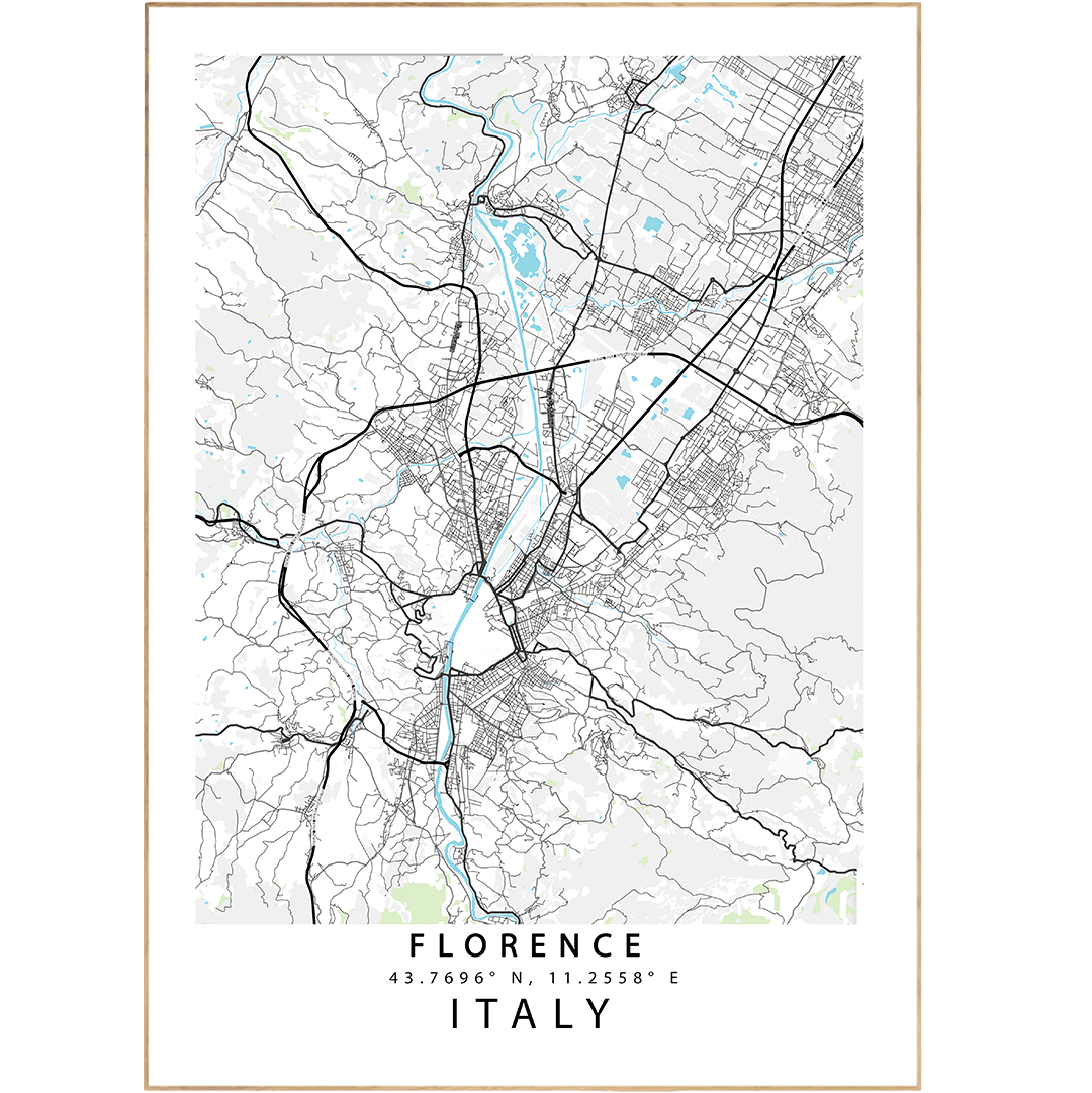 Florence Italy street map print — city map wall art poster UK