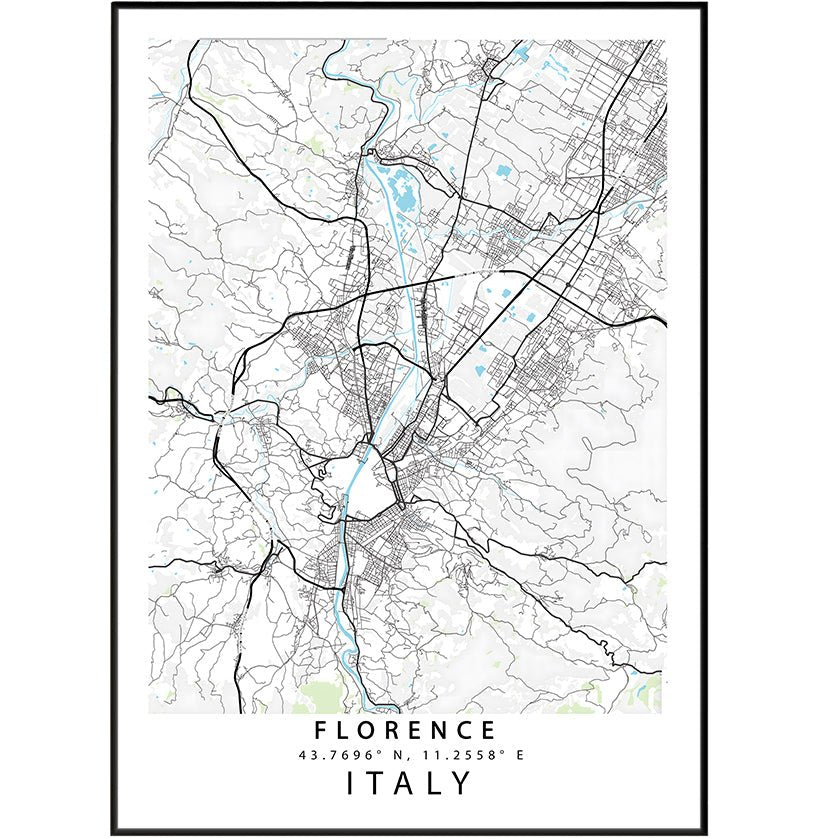 Florence Italy street map print — city map wall art poster UK