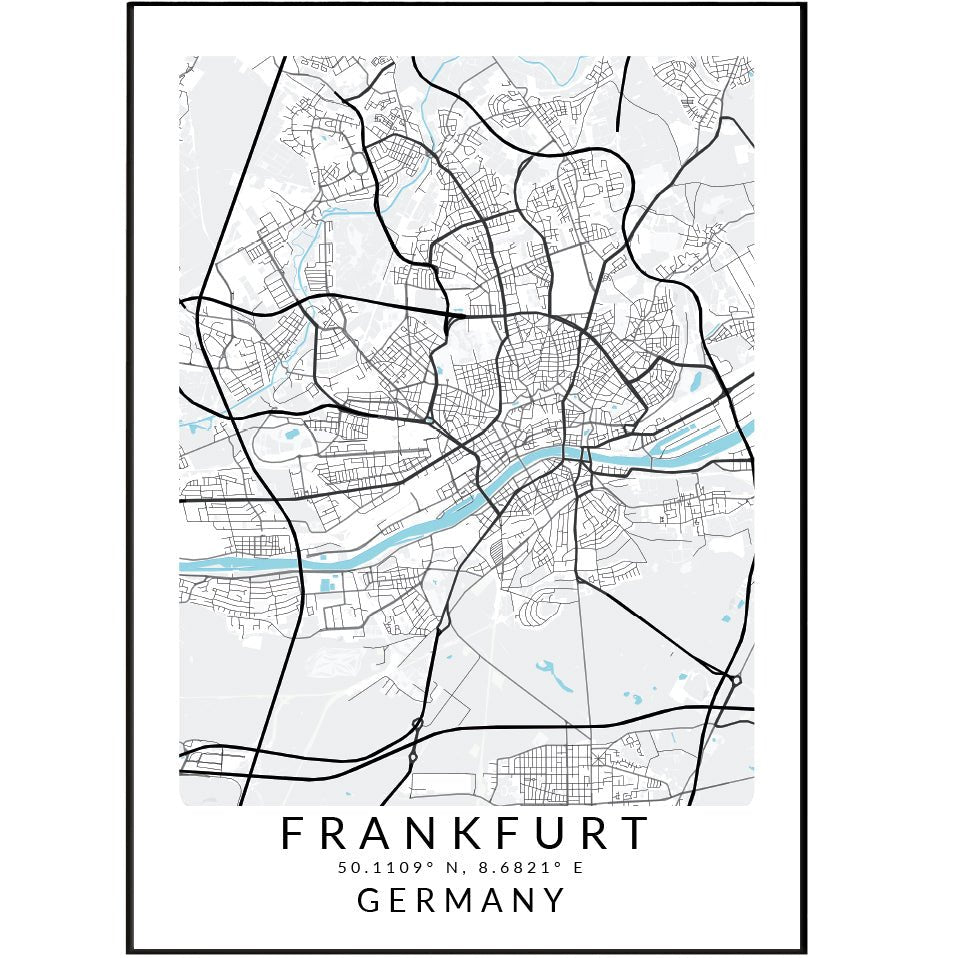 Frankfurt Germany Map Print - 98typesEurope Maps