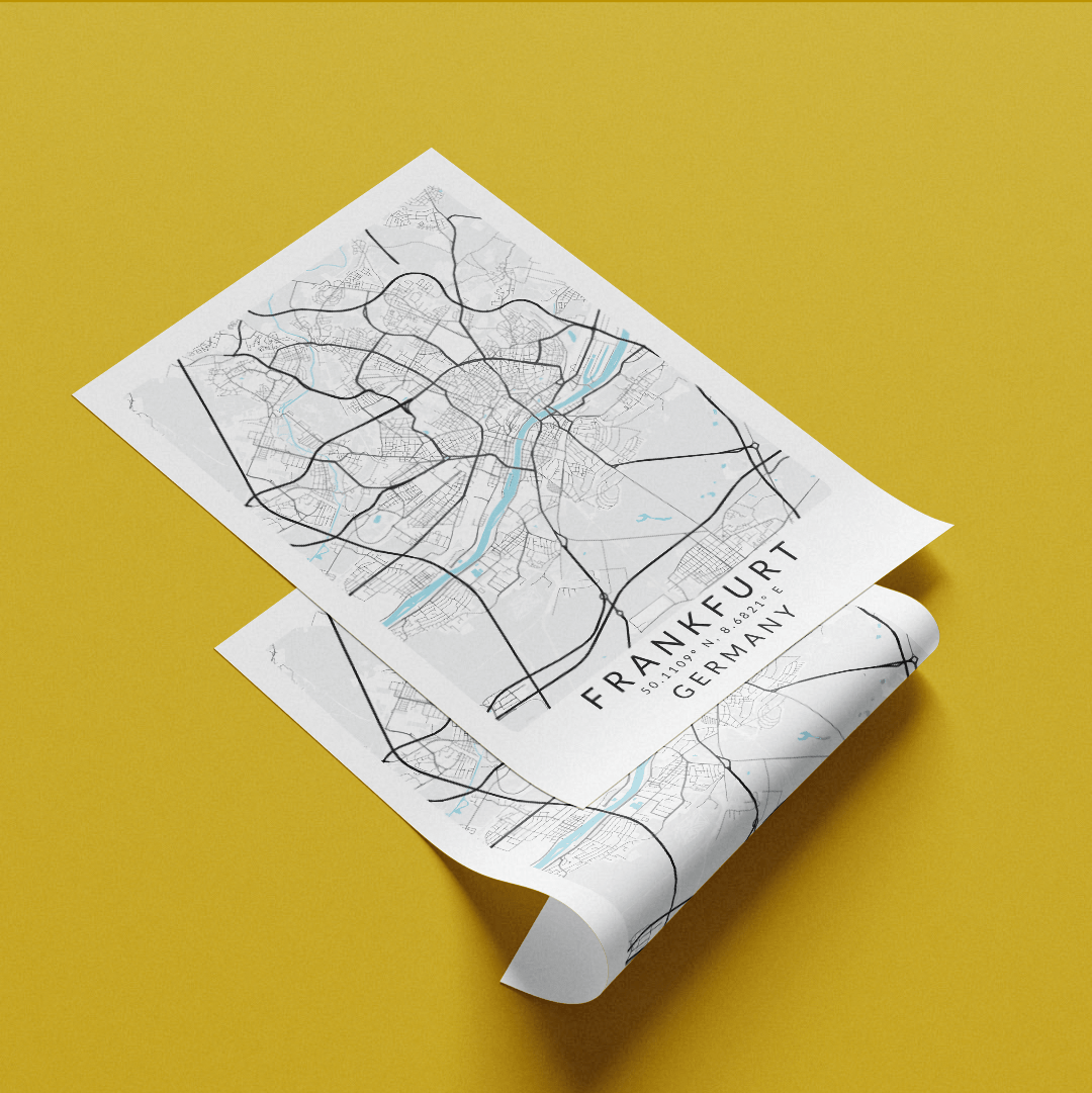 Frankfurt Germany Map Print - 98typesEurope Maps