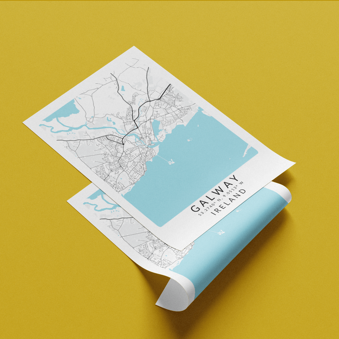 Galway City Map Print - Ireland Street Map Wall Art Poster UK by 98types