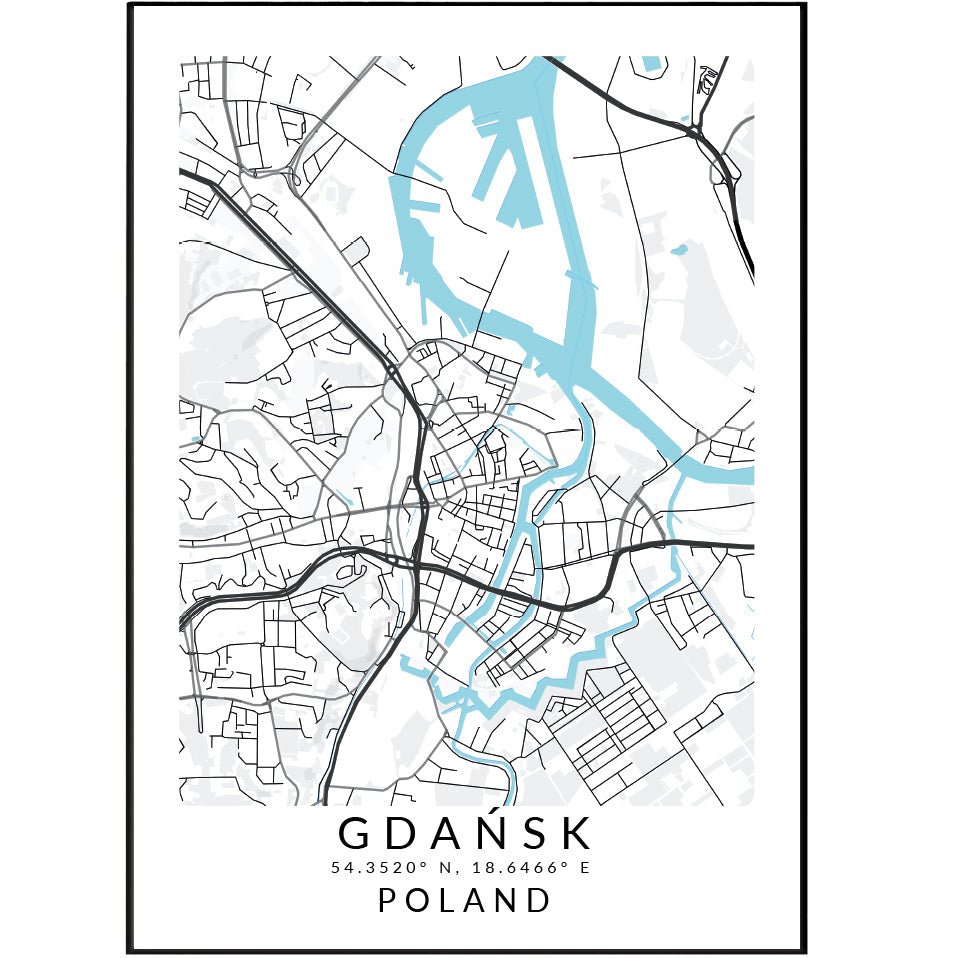 Gdańsk Poland Map Print - 98typesEurope Maps