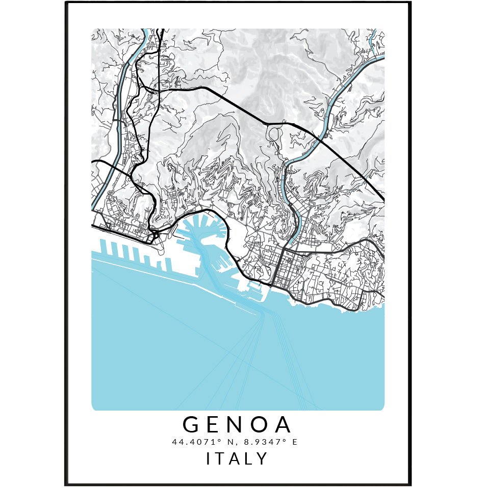Genoa Italy Map Print - 98types