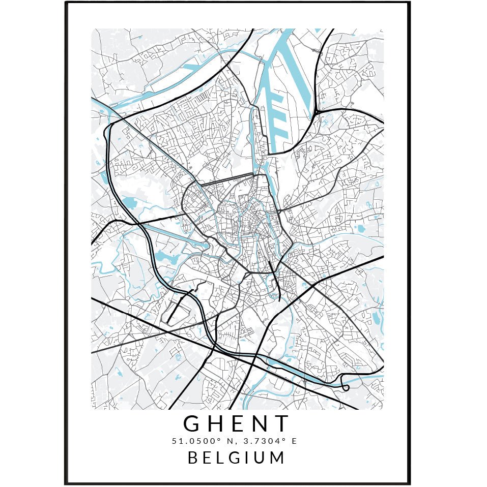 Ghent Belgium Map Print - 98typesEurope Maps