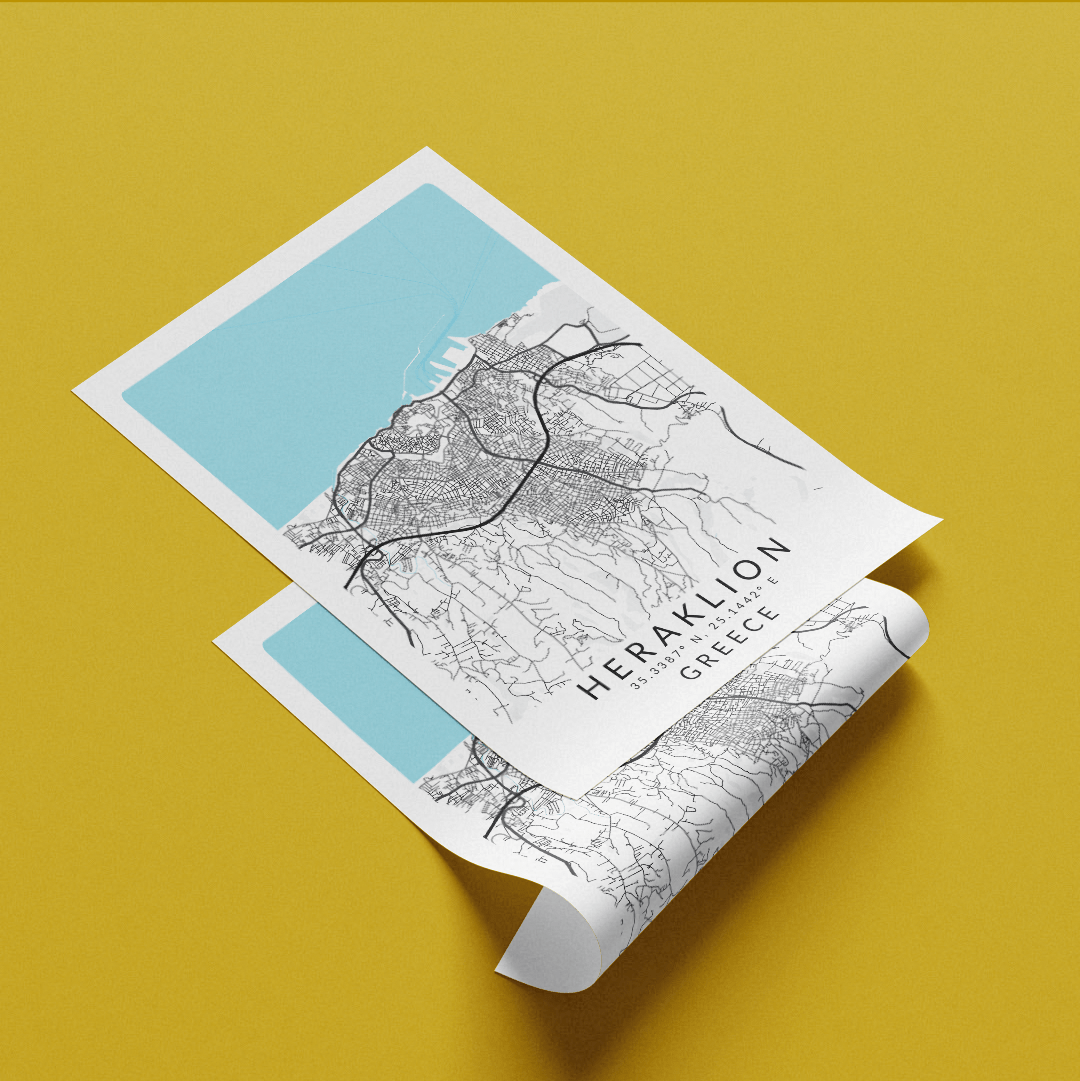 Heraklion Greece Map Print - 98typesEurope Maps