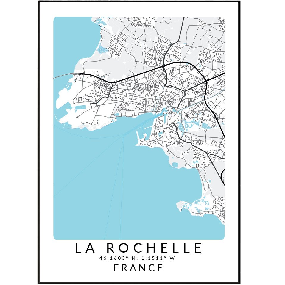 La Rochelle France Map Print - 98types