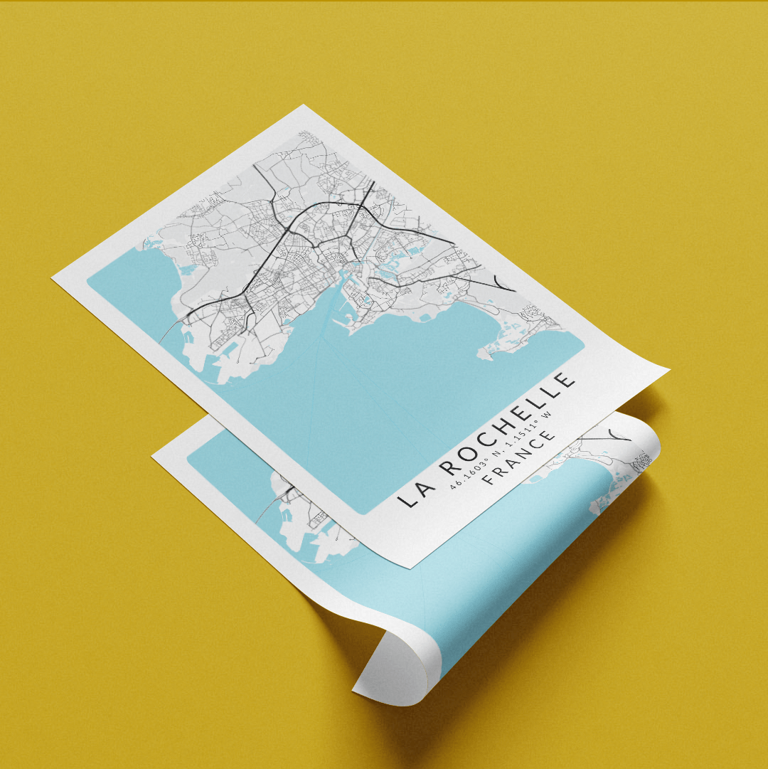 La Rochelle France Map Print - 98types