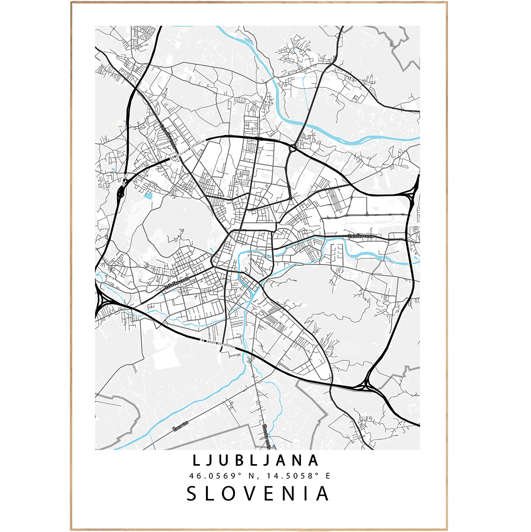 Ljubljana Street Map Posters - 98types