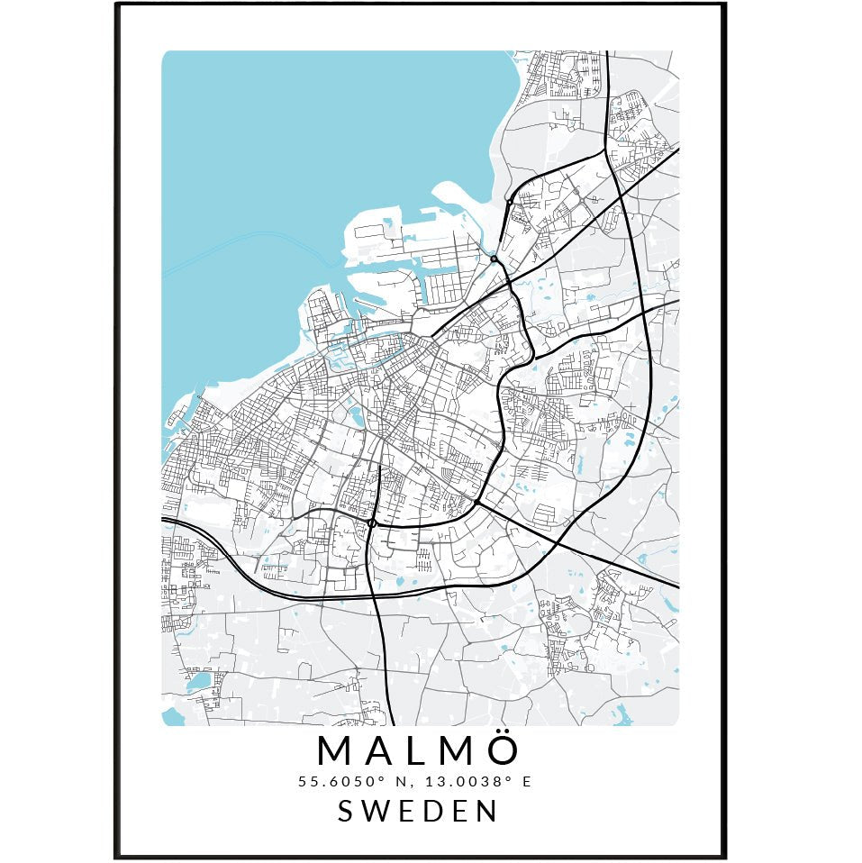 Malmö Sweden Map Print - 98typesEurope Maps