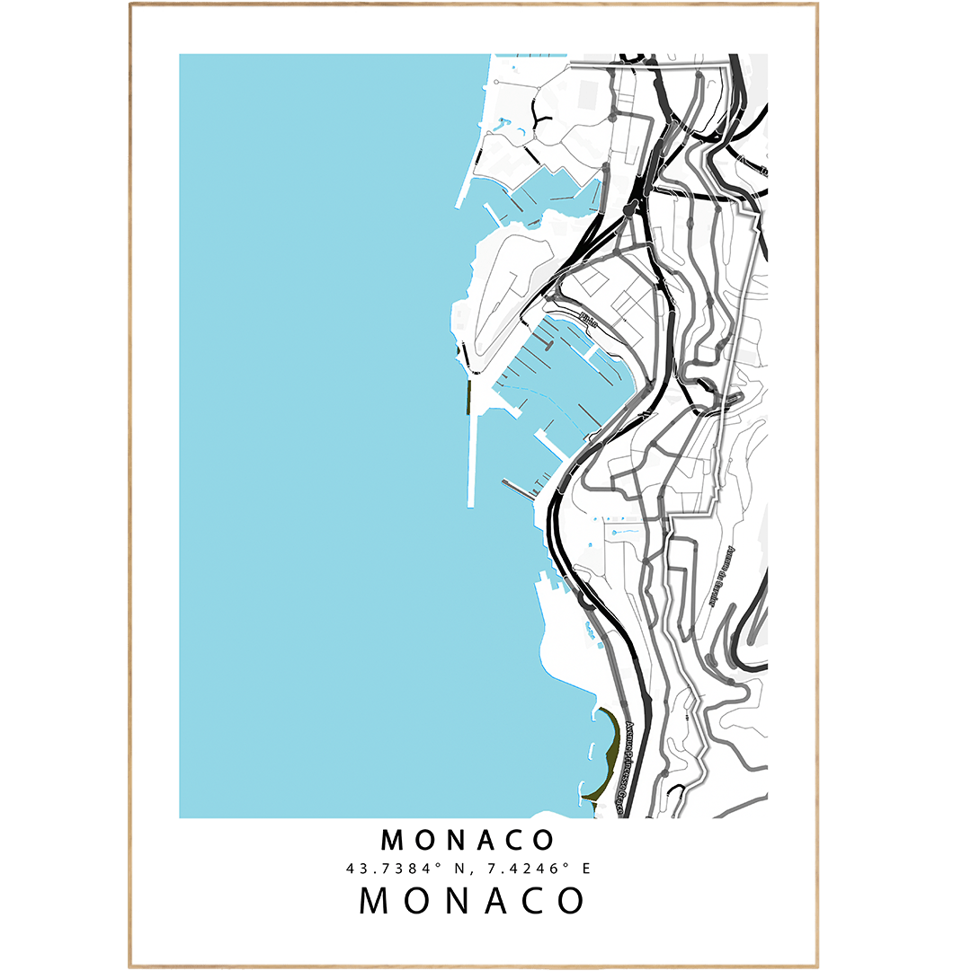 Monaco City Street Map Posters - 98types