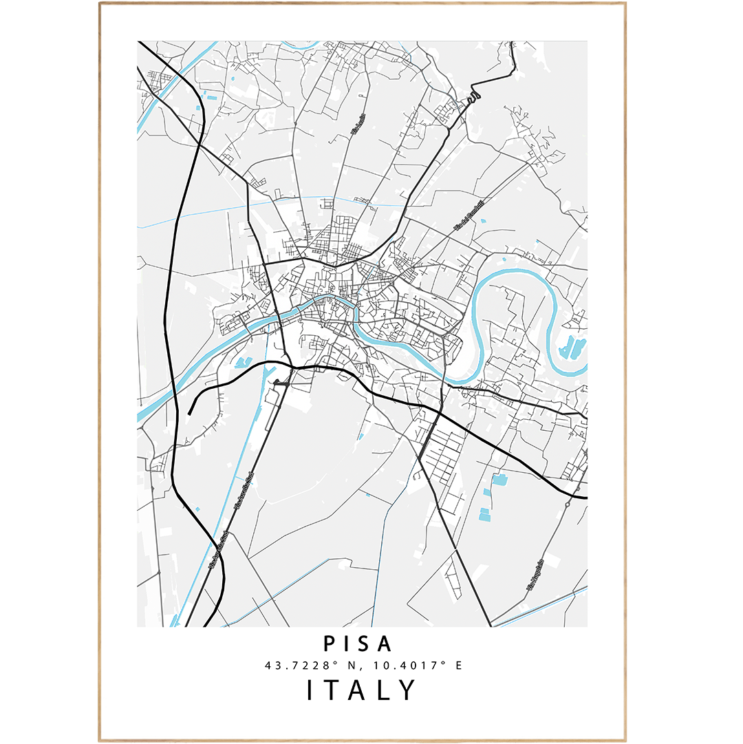 Pisa Italy street map print β city map wall art poster UK
