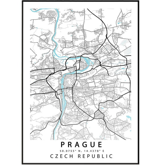PRAGUE Czech Republic Map Print - 98types